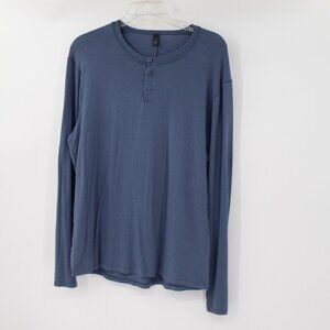 Lululemon henley‎ men's medium pullover stretch casual long sleeve blue shirt